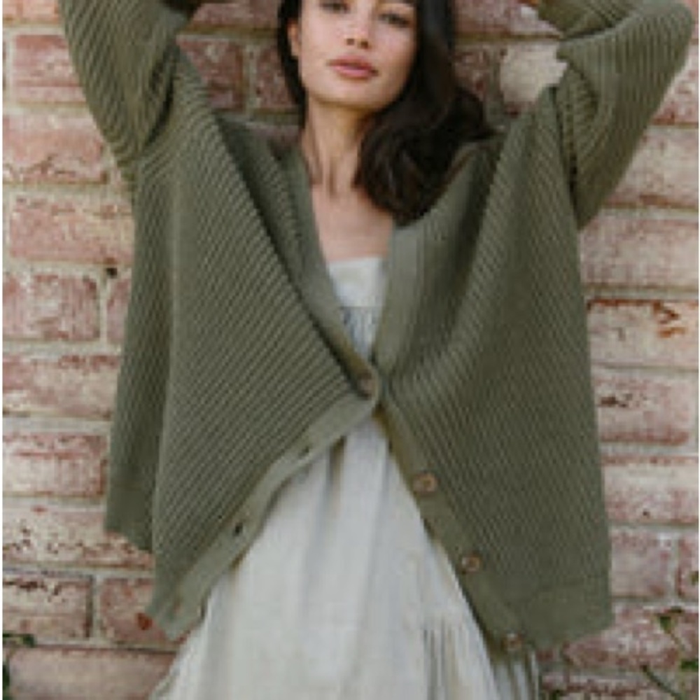 Jenni Kayne Cotton Cocoon Cardigan XS in Green